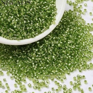 10gs Cylinder Seed Beads Silver Lined Round Hole Uniform Size Lime Green 2x1.5mm Hole: 0.8mm about 8