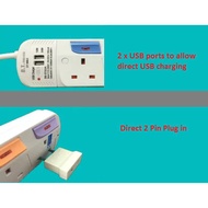 power socket (SG Seller) DT England 2/3/4/5/6 Way 3 Meter 2 USB Extension Trailing Socket,2 Pin Frie