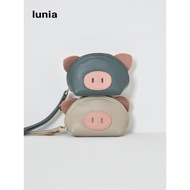 dompet perempuan kecil dompet perempuan Lunia Piggy First Layer Cowhide Handle Coin Purse