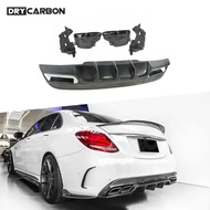 Carbon Fiber F Style Car Rear Diffuser Spoiler with Exhaust Tips for Benz C Class W205 C180 C200 C30