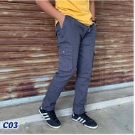Cargo Army Slack 6Pockets Pants Unisex Tactical Elasticated Lelaki/Perempuan Waist Slimfit Local Sel