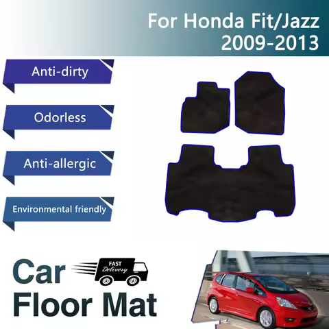 Luxury Car Floor Mats For Honda Fit Jazz GE 6 7 8 9 2009~2013 Dirt-resistant Flannel Rugs Floor Carp
