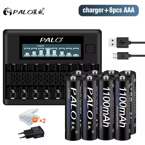 PALO 4-20Pcs AAA Rechargeable Battery 1.2V Ni-MH AAA Battery 1100mAh Rechargeable 3A Batteries Batte
