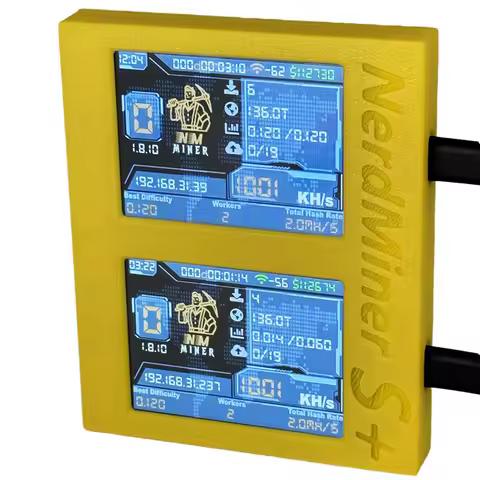 A37G-Nerdminer S+ Solo Mining Machine 2X1060KH/S Dual Screen Bitcoin/Coin Price Display/Time Win 3.1