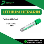 MICROTAINER LITHIUM HEPARIN WITH GEL 0.5ML, PET, GREEN CAP