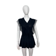 Vintage Y2K Sheer Ruffle Top Dark Fairycore Outfit