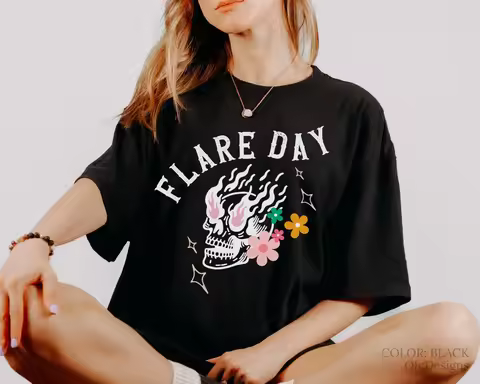 Chronic Illness T Shirt Endometriosis Flare Day Fibromyalgia Spoonie Migraine Ehlers Danlos Ankylosi