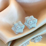 Camellia Moissanite Niche Fashion S925Earrings Studs Elegant Silver Needle Versatile Pure Silver Ful