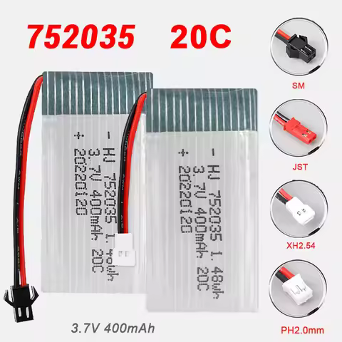752035 400mAh Battery 20C 3.7V High Rate LIPO Batteries for Habersham X4 H107D H107 H31 Quadcopter M
