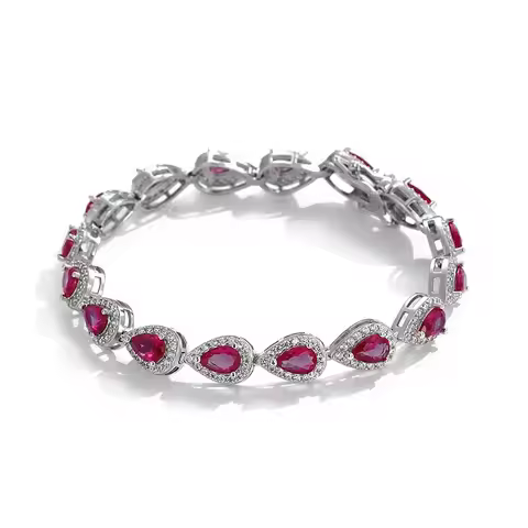 Luxury Solid Platinum PT950 Women's Pear-Shaped Moissanite Diamond Bracelet Full Diamond Bracelet