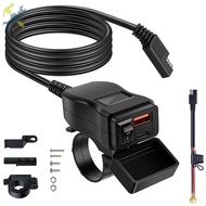 Motorcycle USB Charger Waterproof SAE to USB Motorcycle Charger Double USB Type C PD and Quick Charg