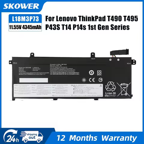 SKOWER 51Wh L18M3P73 Battery for Lenovo ThinkPad T495 T490 P43S P14S Gen 1st T14 Gen 2nd 02DL007 L18
