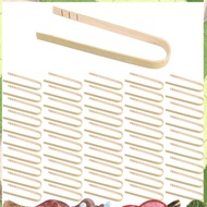 50Pcs Tongs Disposable Cooking Utensils Mini Bamboo Tongs Natural Toast Tongs for Cooking
