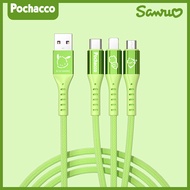 Sanrio สายสายชาร์จ USB ของแท้100% สายชาร์จ SJ-705แบบ3-In-1สายสายเคเบิลหลอดไฟชนิด C ไมโคร USB เร็วสาย