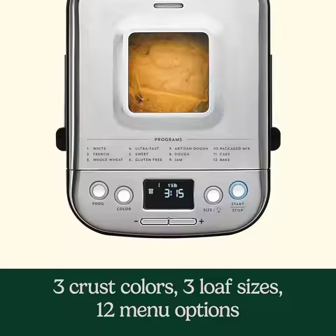 Stainless Steel Bread Maker Machine Automatic with 12 Menu Options 3 Loaf Sizes up to 2kg Kitchen Ap