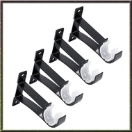 [I O J E] 4 Pack Single Curtain Rod Brackets for Drapery Rod Aluminum Alloy Heavy Duty Curtain Rod Holders (Black)