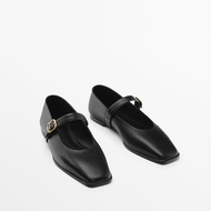 Spain imported Genuine Massimo Dutti Womens Shoes 2025 Spring New Leather Square Toe Low Mouth Singl