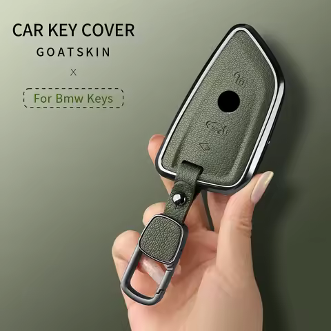 Aluminum Alloy Goatskin Car Key Case Cove For Bmw 1 3 5 7 Series x1 x3 x5 x7 F20 F48 F15 F16 G20 G28