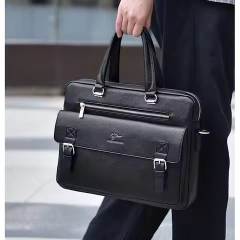 Briefcase for Man Leather Tote Handbag 15 Inch Laptop Computer Shoulder Cross Office Business Messen