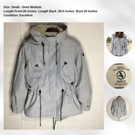 AIGLE France Hickory Stripe Hooded Parka Jacket - Windbreaker and Water-resistant Jacket