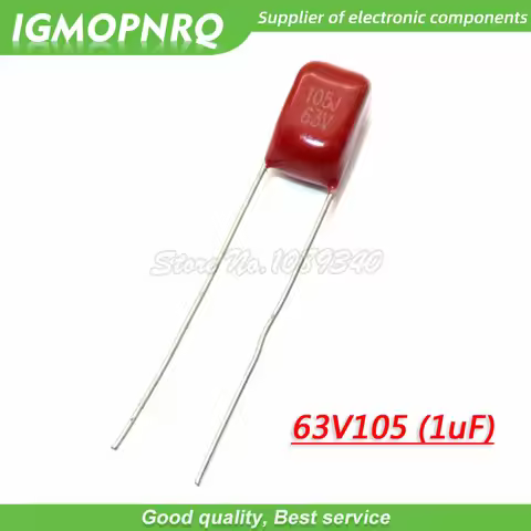 10PCS 63V105J 1UF Pitch 5MM 63V 105 1000nf 63V105J-P5 CBB Polypropylene film capacitor