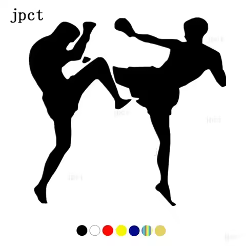 Taekwondo pattern car vinyl sticker, black and white five colors, PVC waterproof sunscreen decal, 15