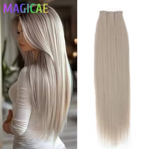 28Inch 20Pcs Tape In Straight Hair Extensions Ombre Light Brown 6# Blond SP12/16/613 High Temperatur