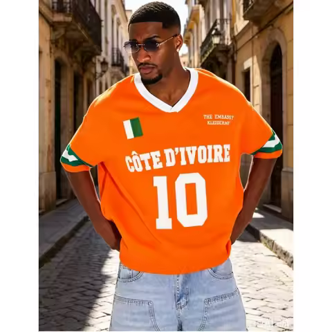 2026 Summer Ivory Coast Themed Jersey with Ivory Coast Flag Elements Breathable Casual Quick-Drying 