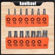 Kool 14Pcs Electric Screwdriver Bit Combination Set T5-T40 Plum Blossom Screwdriver