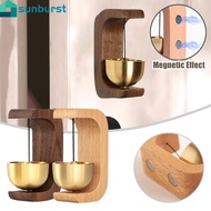 Japanese Style Wooden Doorbell - for Home Door Wall Decor - Loud Door Bell Hanging Pendant - Entrance Opening Door Bell Reminder - Doorbell Wind Bell - Magnetic Wireless Brass Bell