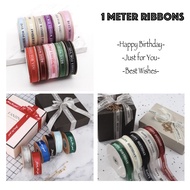 (1m) 2.5cm Just for You/Happy Birthday/Best Wishes for You Ribbon - Perfect for Wedding Gift Wrappin