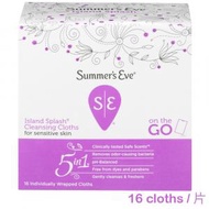 Summer's Eve 女士5合1清潔布濕巾 島國風情 隨身裝 16片 - 平行進口