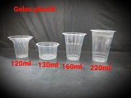 Gelas plastik 120ml 130ml 160ml 220ml isi 50pcs/ Gelas Aqua / Cup bening / Cup Jasuke
