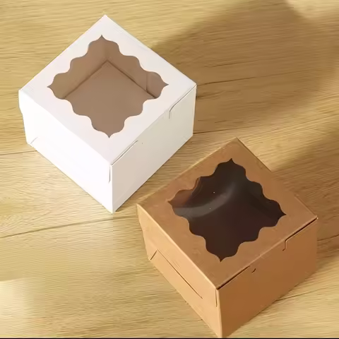 200PCS 4*4*2.5 Cake Packaging Boxes, Large Wave Window Transparent Boxes for Cookies, Desserts,Weddi