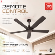 KDK 5-Blade Remote Control Ceiling Fan / Kipas Siling / Color: Brown  Model: K14PH-PBR