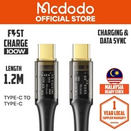 100% ORIGINAL MCDODO CA-2110 1.2 Meter 5A 100W Type C To Type C Transparent Data Cable