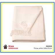 [Hot new products] ❄INGRUN Throw Blanket Bed Textiles 130x170cm White Pelapik Katil Sofa♂