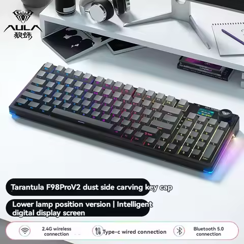 AULA F98 Pro V2 Mechanical Keyboard F98pro 3-mode Wireless Bluetooth PBT Hot-swap E-sports Customize
