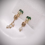 C&W 日本進口天然淡水異型珍珠鈴蘭花苞吊墜夾式耳環耳夾