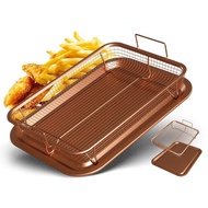 ANGY Elevated Mesh Air Fryer Basket Tray Stainless Steel Nonstick Baking Tray for Oven Pan Robust Large Crisper Tray Roasting