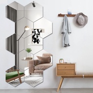 Wall Decor Mirror Sticker Acrylic Self-adhesive Collage Hexagon Decoration Wall Sticker Mirrors Home Creative DIY Decorative Mirrors