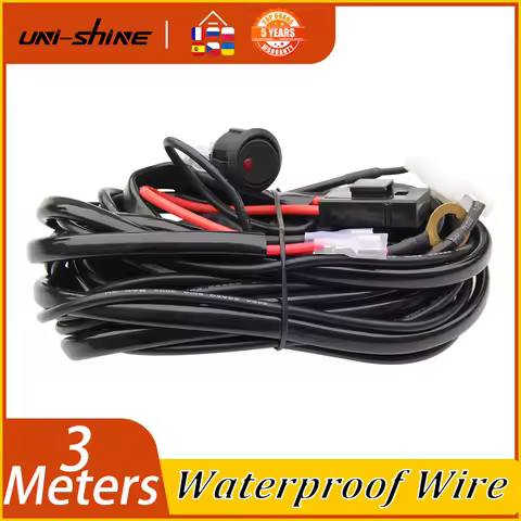 UNI-SHINE 3m Fog Light Lamp Wiring Harness Led Light Bar Waterproof Wire Connector ON/OFF Switch Kit