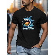 Hungry Shark Graphic T-Shirt And Feeding Me For Men-And Burger Round Neck Made Of Soft Cotton Blend