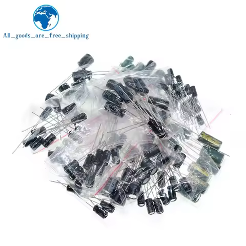TZT 120pcs 12 value kit 1uF-470uF Electrolytic Capacitor Package 1UF 2.2UF 3.3UF 4.7UF 10UF 22UF 33U