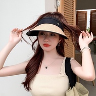 New Summer Women Hat Sun Protection Straw Hat Empty Top Large Brim Sunscreen Hat Outdoor Travel Beach UV Protection Visor Cap