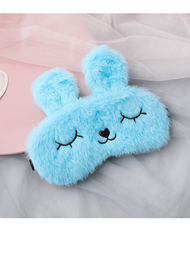 可愛卡通兔耳絨面絲質眼罩,舒適睡眠眼罩,冷熱敷保護眼部