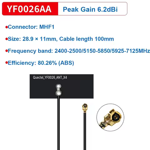 2PCS Quectel YF0026AA WI-FI 7 Adhesive Mount FPC PIFA Embedded Antenna 2400-7125MHz 2.4G 5.8G 6G WIF