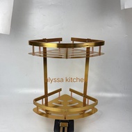 Gold aluminum corner soap rack Gold double-tier corner shelf
