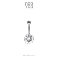 NooYoo จิวสะดือสำหรับผิวแพ้ง่าย Large Crystal Banana Surgical Steel