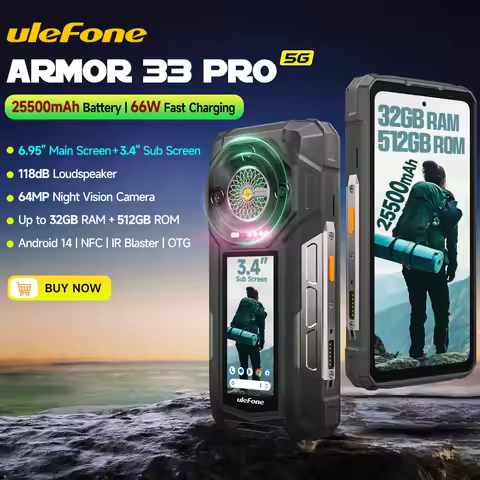 【2025 New】Ulefone Armor 33 Pro 5G Rugged Phone Smartphone Android 14 32GB+512GB 25500mAh Night Camer